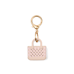 Tiny Tote Keychain - Checkered Linen/ Pink Marshmallow